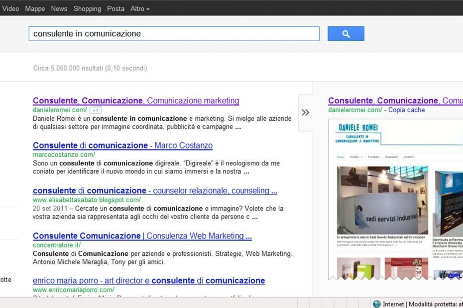 primo consulente in comunicazione sui motori di ricerca